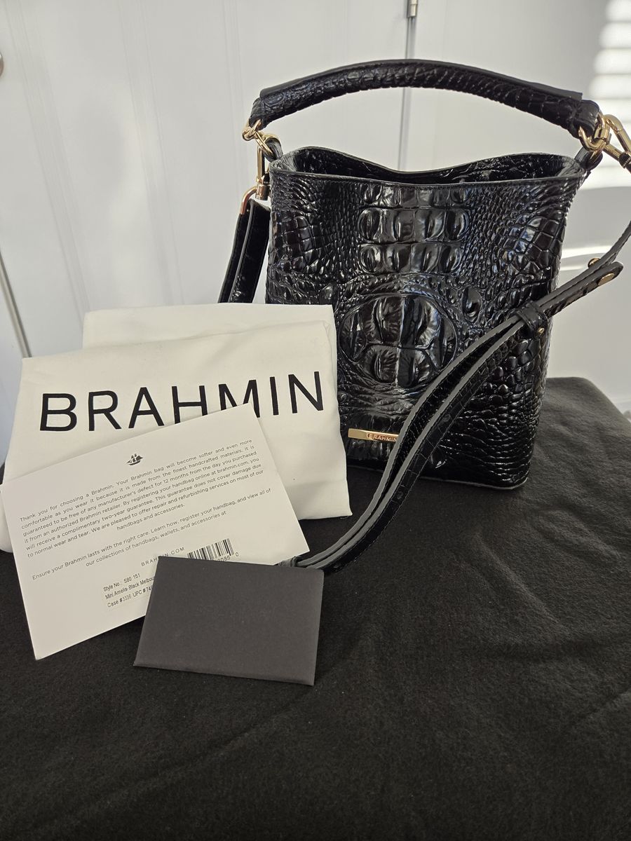 Brahmin Black Mini Amelia Purse