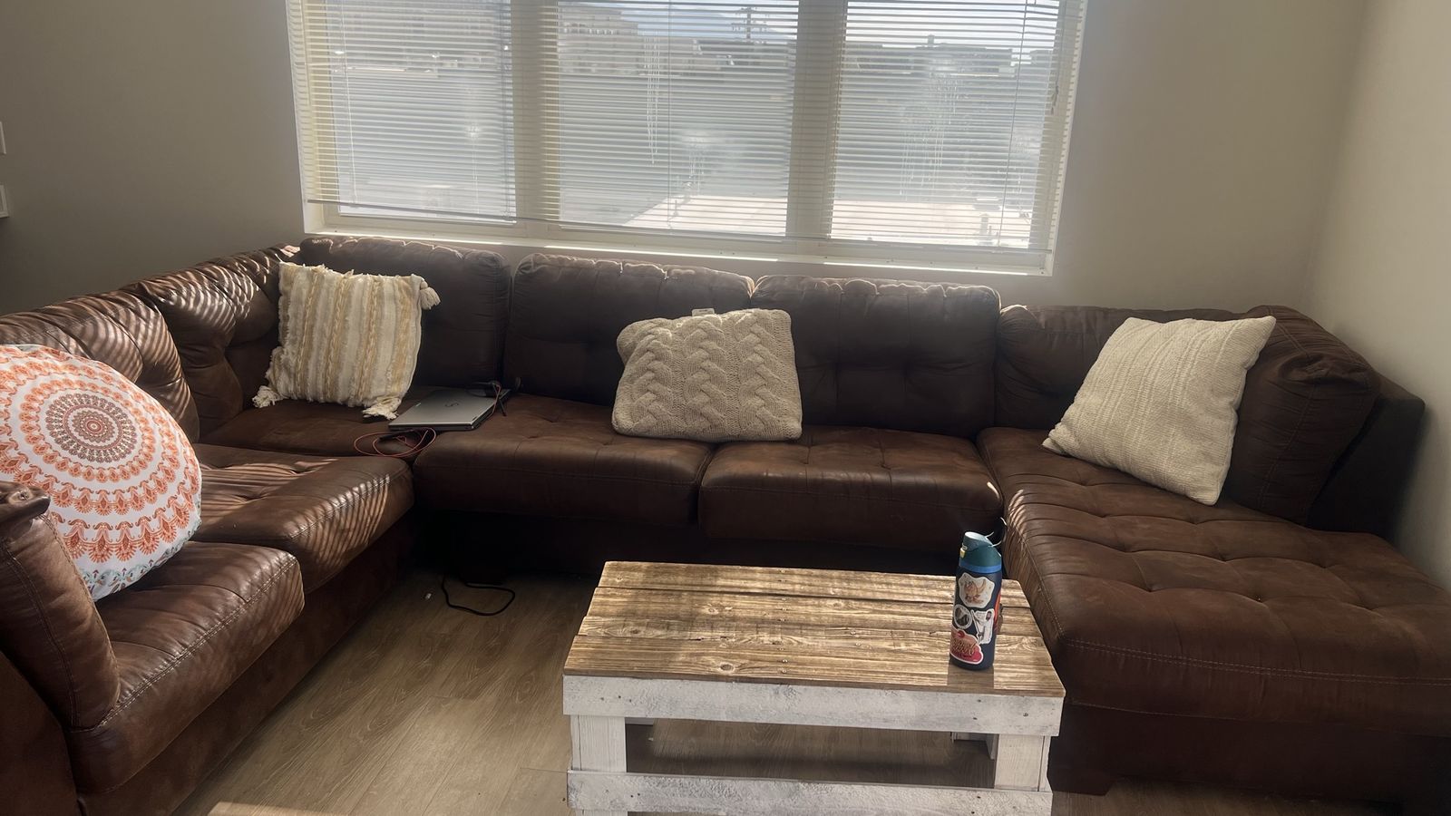 Ashley Furniture U-Shaped Sectional - Brown, Seats 8 - 8.5' x 6' x 12'