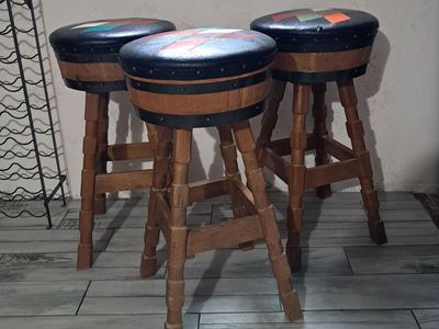Whiskey Barrel /Swivel bar stools