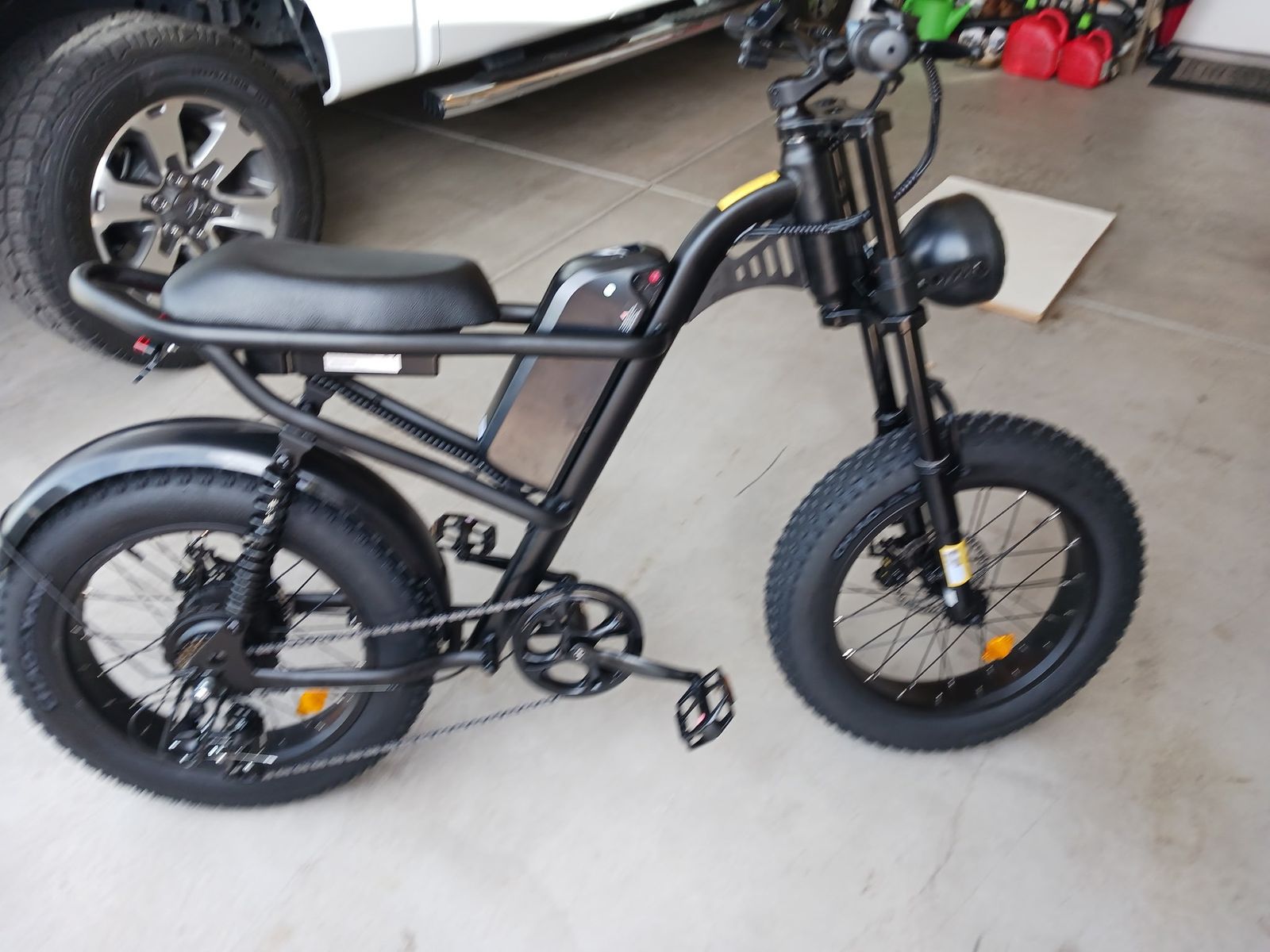 Electric Fat Tire Bike Black Moped Style