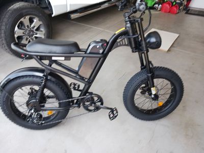 Electric Fat Tire Bike Black Moped Style