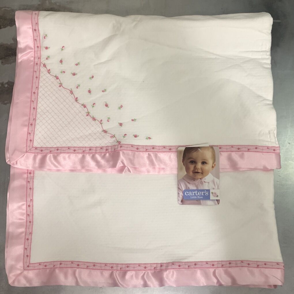 Carters Little Rose Crib Blanket Vintage Satin