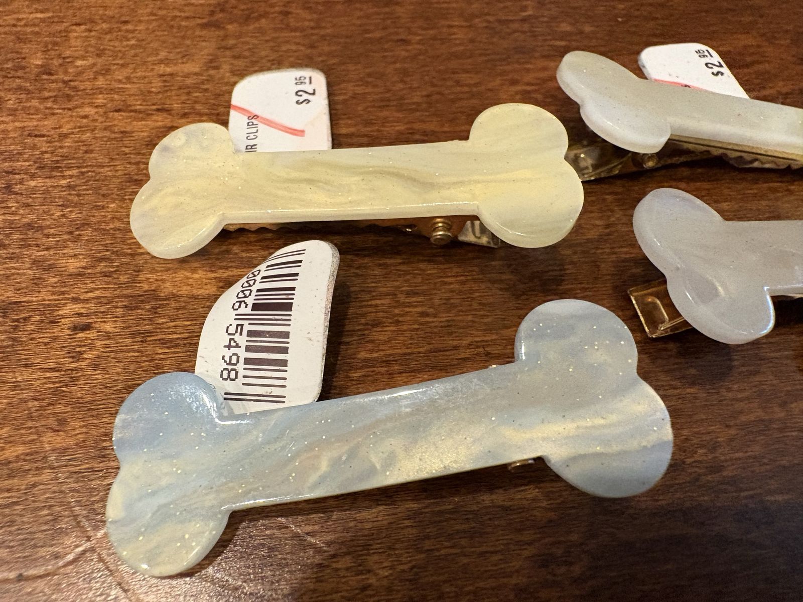 6 New Dog Bone Hair Clips