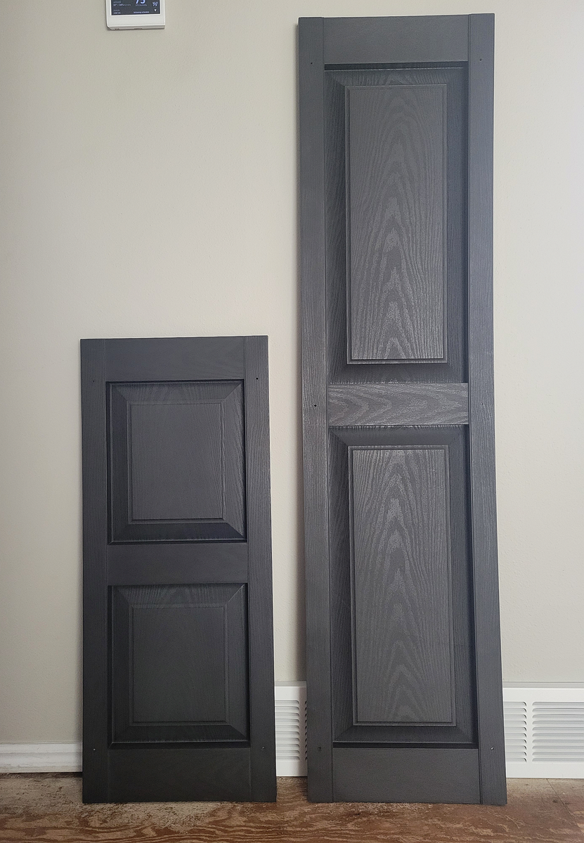 Black Raised Panel Vinyl Shutters