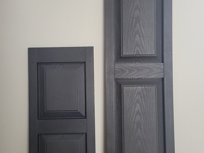 Black Raised Panel Vinyl Shutters