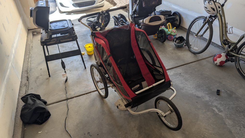 Chariot Double Child Bike Trailer and Stroller Red/Grey