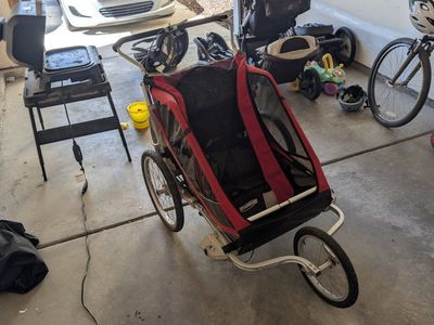 Chariot Double Child Bike Trailer and Stroller Red/Grey