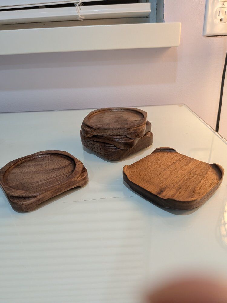 Handcrafted walnut coasters