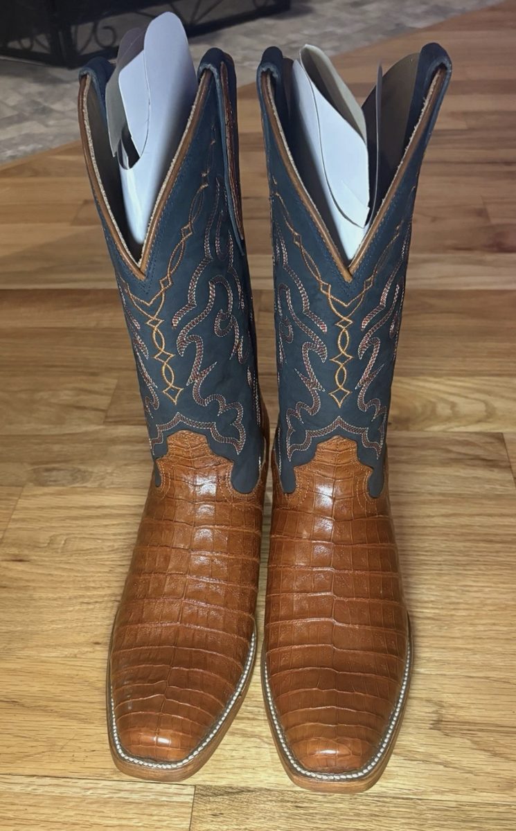 Rujo "The Trace" Caramel Caiman Boots, 9.5d, New in Box