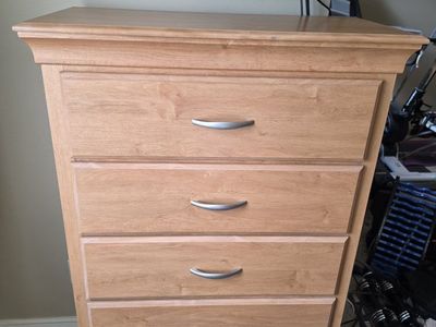 5-Drawer Light Oak Wood Tall Dresser Chest