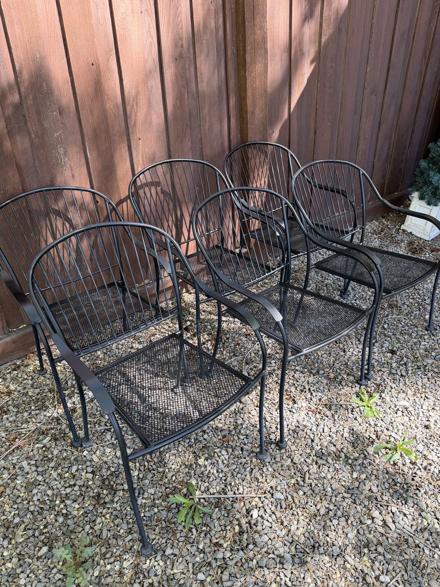 (6) Outdoor Stackable Metal Patio Dining Chairs