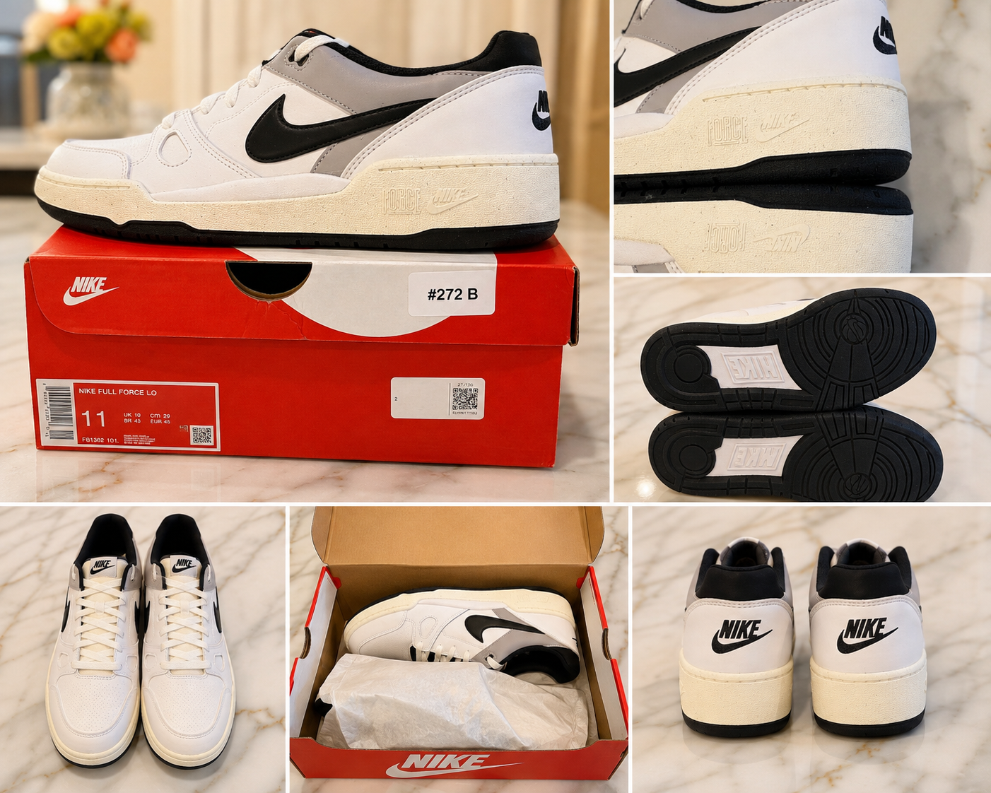 Nike Full Force Low Men’s Size 11 White Black Sneakers – NIB