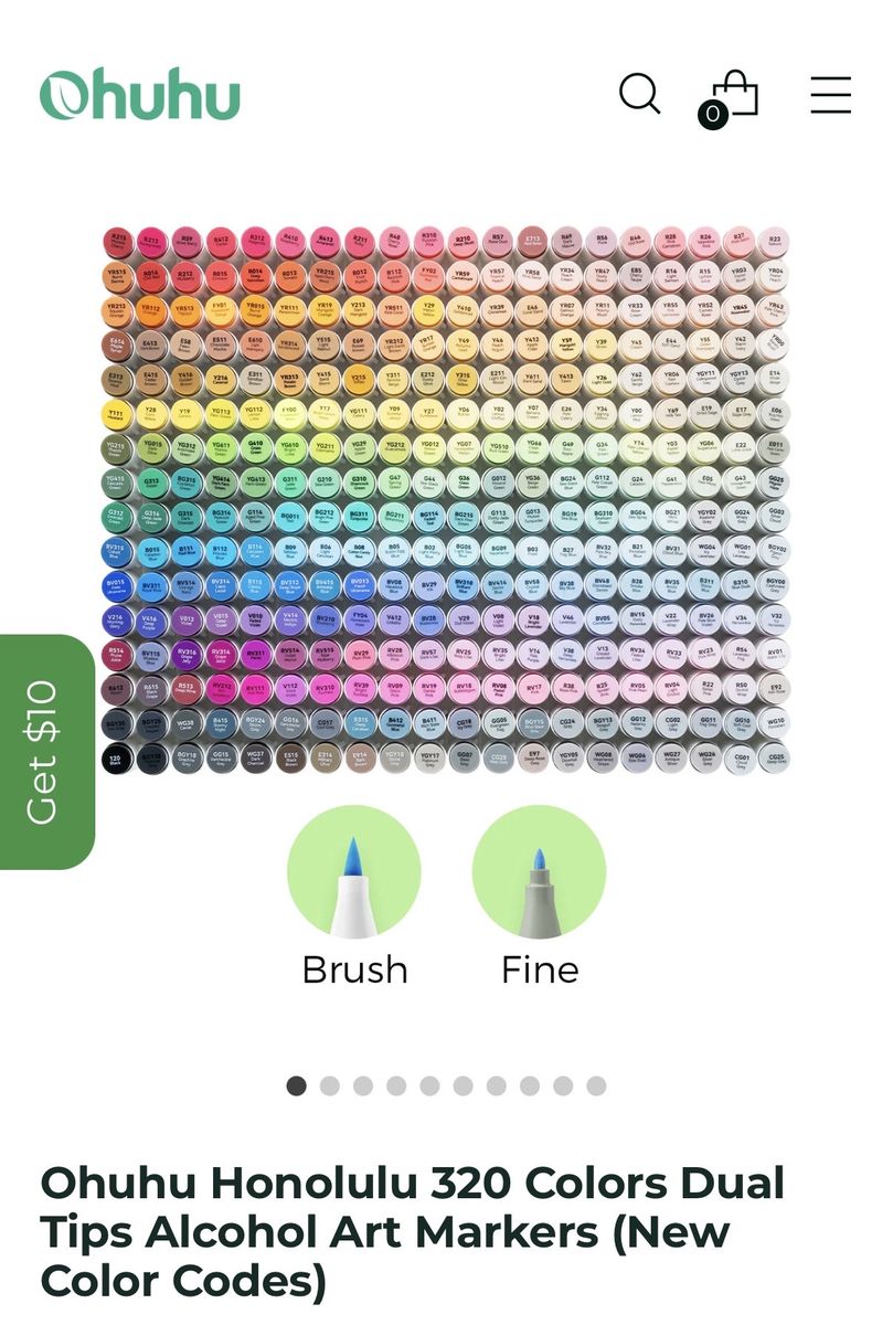 320 Ohuhu Honolulu brush/fine tip markers