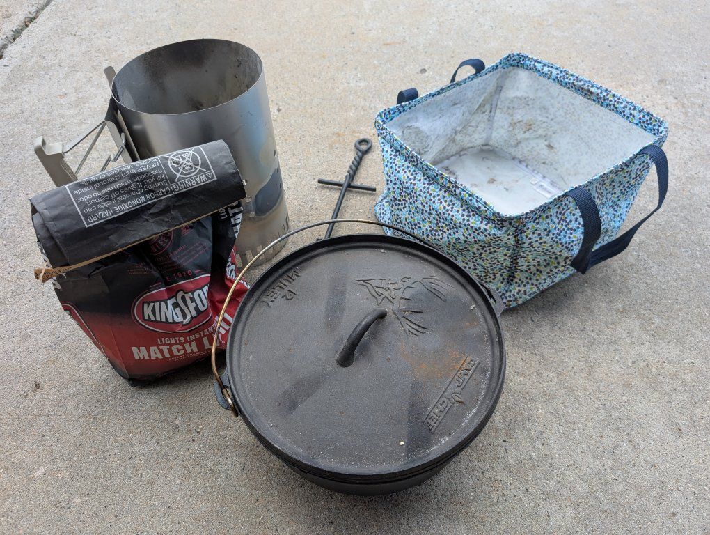 Camp Chef 12 Muley Cast Iron Dutch Oven Bundle with Chimney Starter OBO