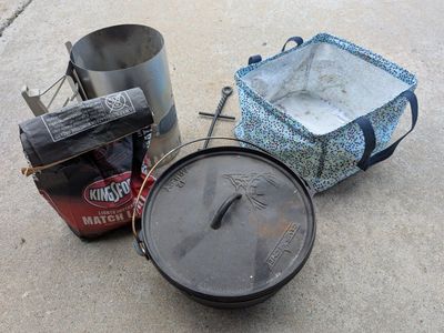Camp Chef 12 Muley Cast Iron Dutch Oven Bundle with Chimney Starter OBO
