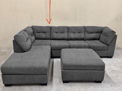 FREE DELIVERY - Ashley Furniture Dark Gray Sectional Couch w/ Ottoman