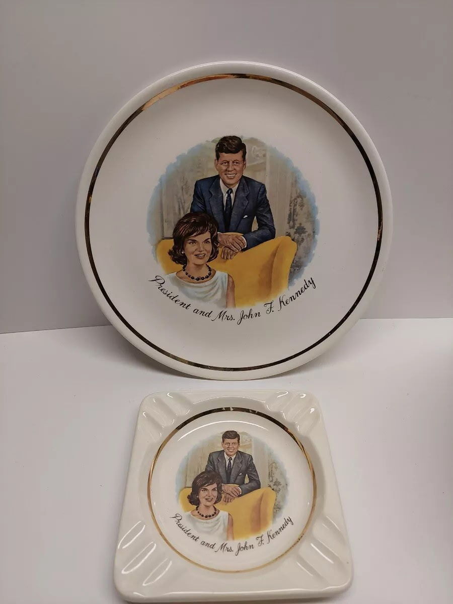 President and Mrs John F Kennedy plate & ashtray