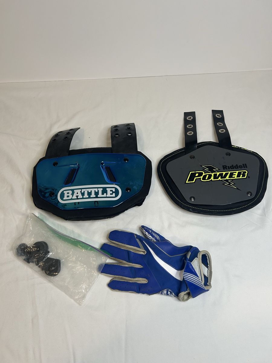 Battle Sports & Riddell Football Back Plates and Gloves - Used