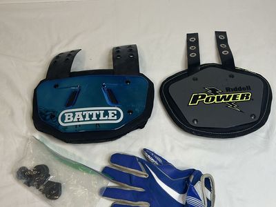 Battle Sports & Riddell Football Back Plates and Gloves - Used