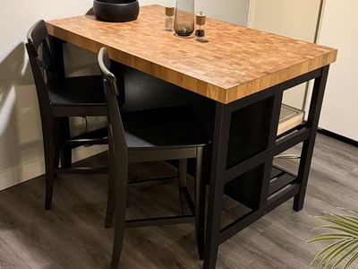 Kitchen Island with 2 Chairs