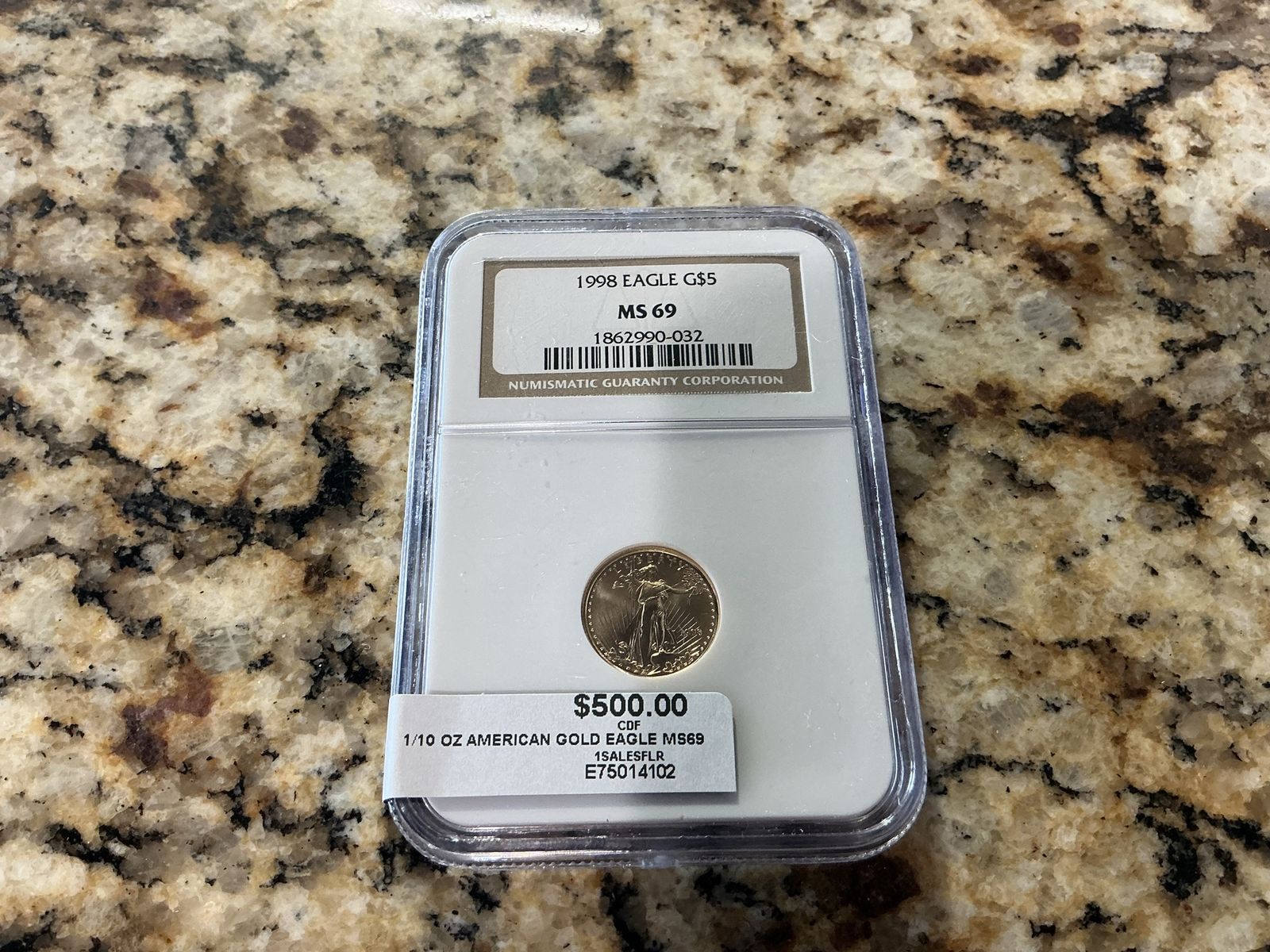 1998 1/10 oz $5 American Gold Eagle NGC MS69 Graded Coin E75014102