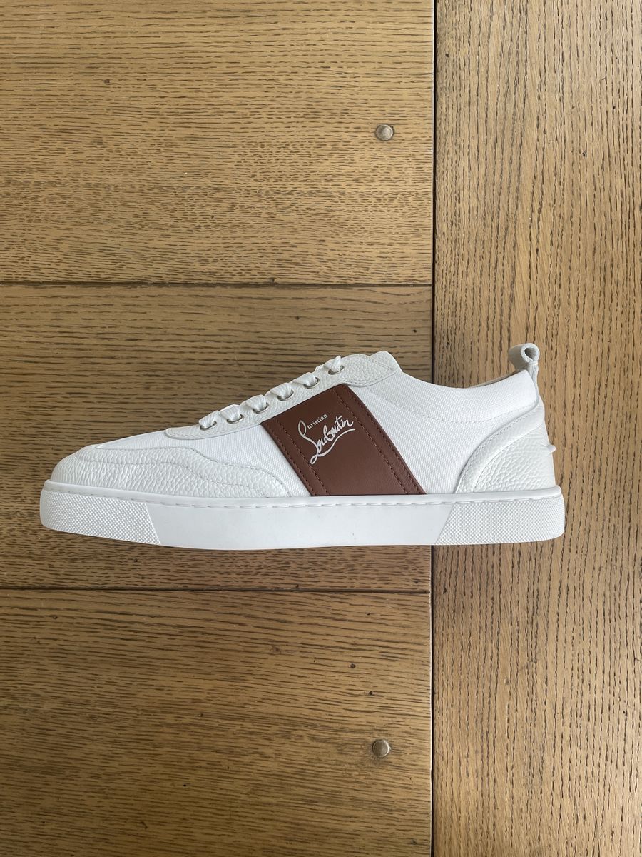 Christian Louboutin White Leather & Canvas Low-Top Sneakers