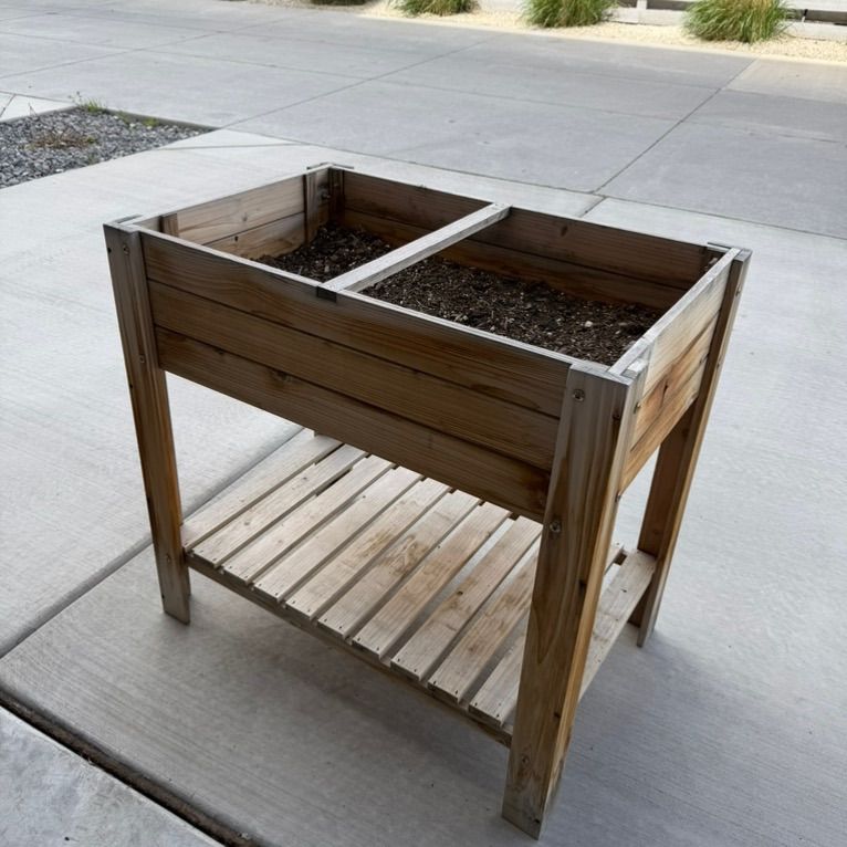Raised Planter Box with Shelf