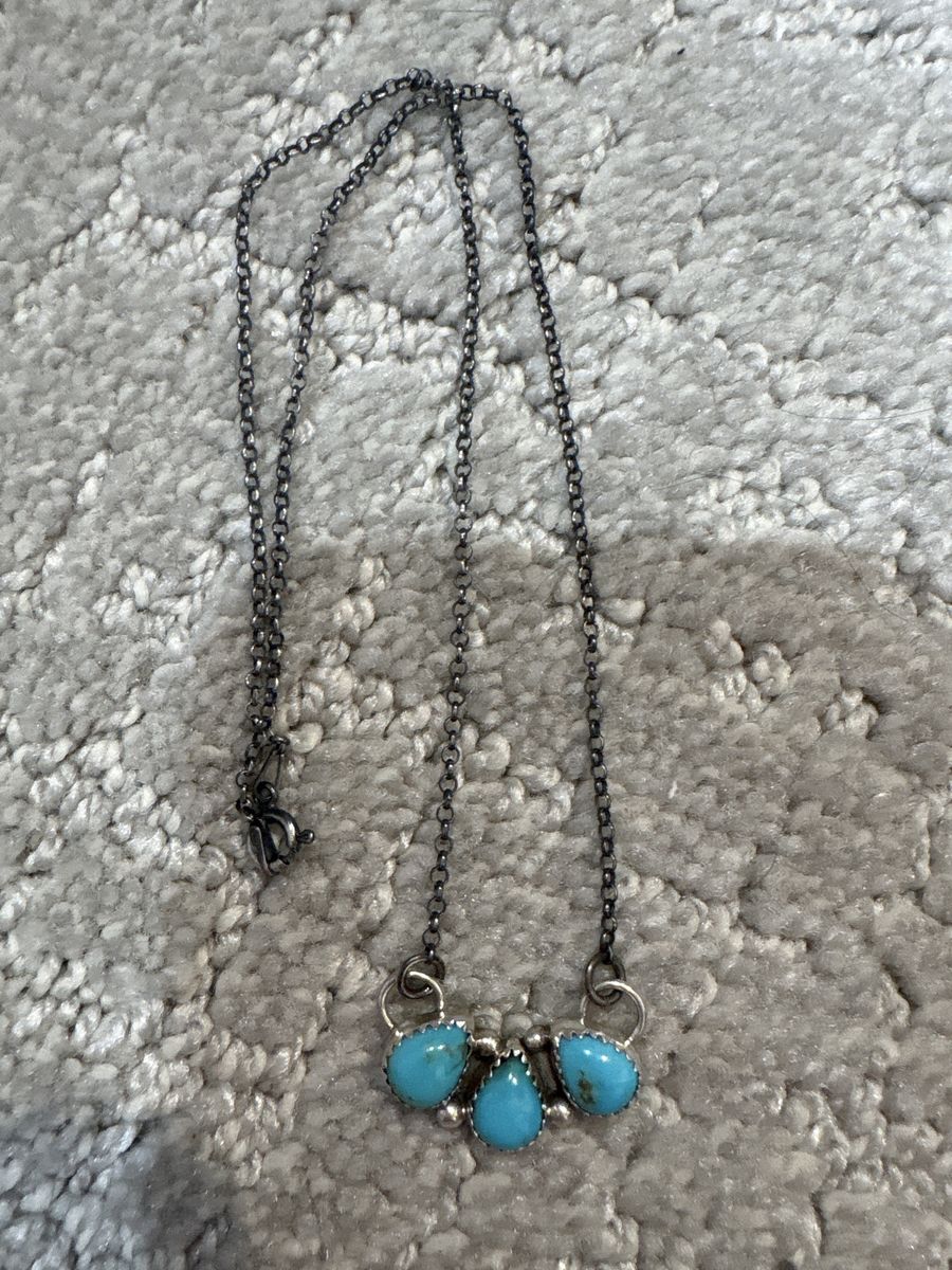 Multiple pieces of Native signed turquoise jewelry. Scroll through to take a look