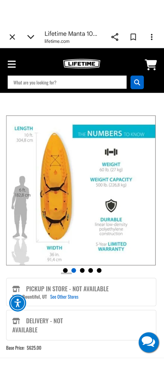 2 or 3 person kayak - Lifetime Manta