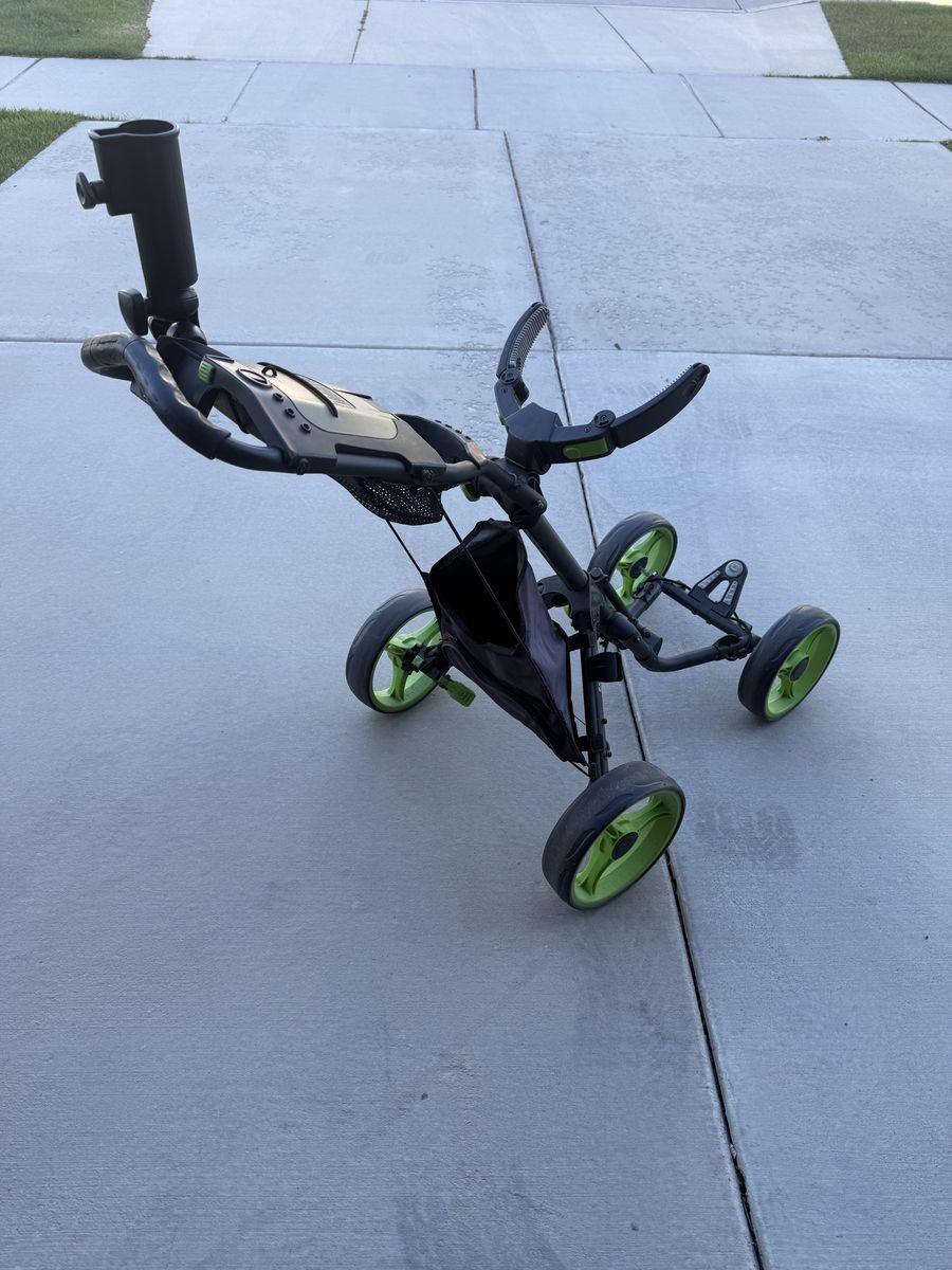 Caddytek Explorer V8 4-Wheel Push Golf Cart - Black/Lime, Compact Fold,