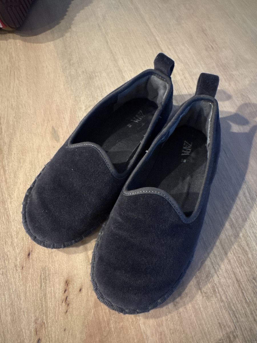 Girls charcoal velvet Zara flats, size 28