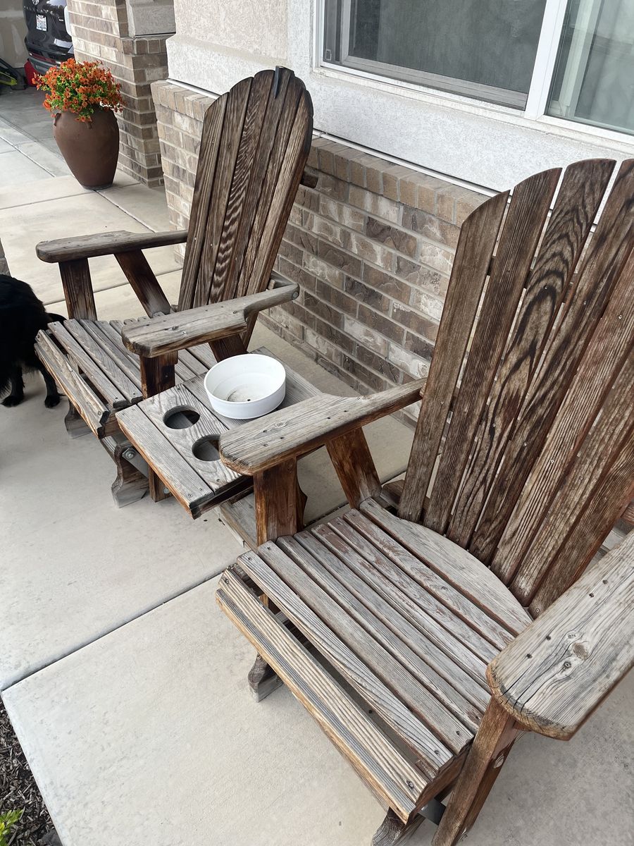 Wooden love seat rocking patio chairs