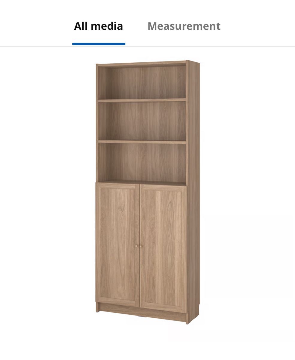 IKEA BILLY/OXBERG Bookcase with Doors, Oak Effect, 31 1/2x11 3/4x79 1/2 " - new, never used