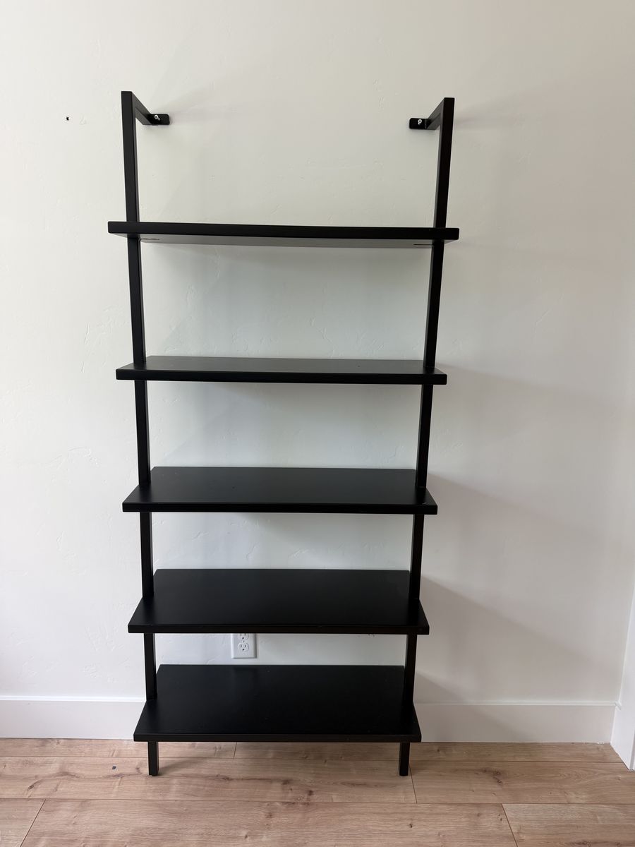 “2” CB2 Stairway 72.5” Black Metal Wall Mount Bookcase