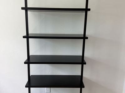 “2” CB2 Stairway 72.5” Black Metal Wall Mount Bookcase
