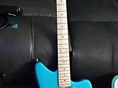 Blue Fender neck, kbg body Offset Electric Guitar with Maple Fretboard and Dual Humbuckers