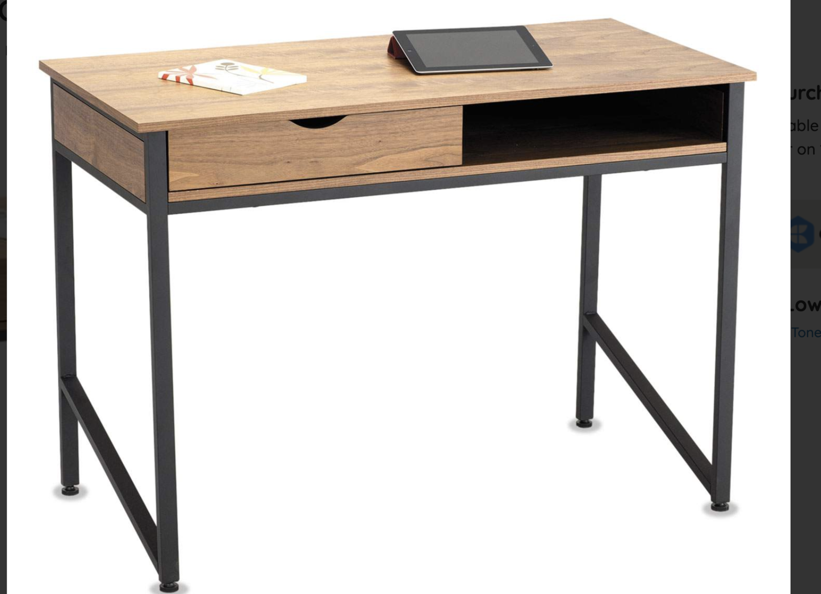 New in box 43" Studio Office Desk with Single Drawer Storage, black legs