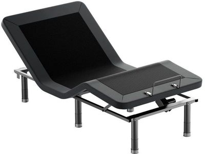 Twin XL Adjustable Upholstered Bed Base, Upgraded Motors, Massage, Wireless Remote, USB Port-Ergonomic Head and Foot Inclines