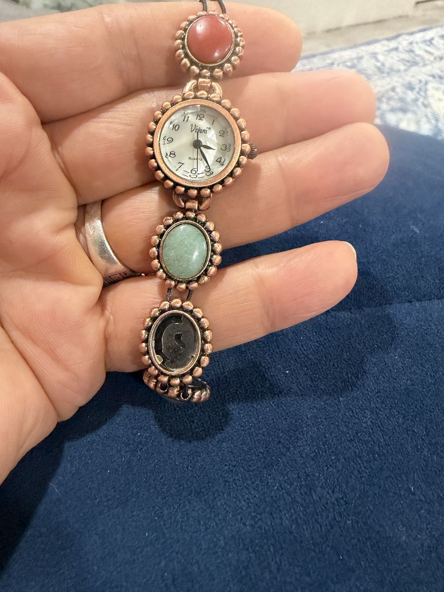 Vivani Quartz Women's Bracelet Watch Copper Tone with Multicolored Stones