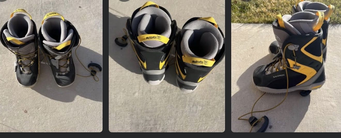 Salomon Kiana Women's Snowboard Boots Size 9 Black Yellow Quick Lacing