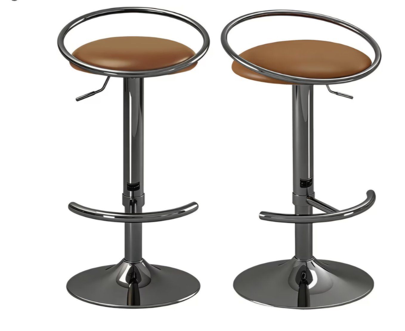 Bar Stools Set of 2, Adjustable Swivel Counter Height Barstools with Upholstered Seat, PU Leather Counter Stools for Bar, Kitche