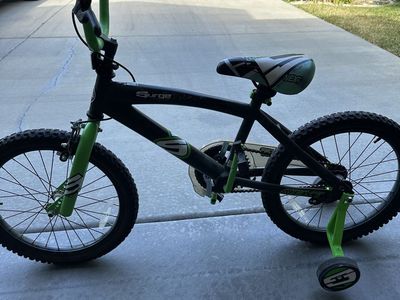 NEXT Surge BMX Kids Bike with Training Wheels, Black/Green