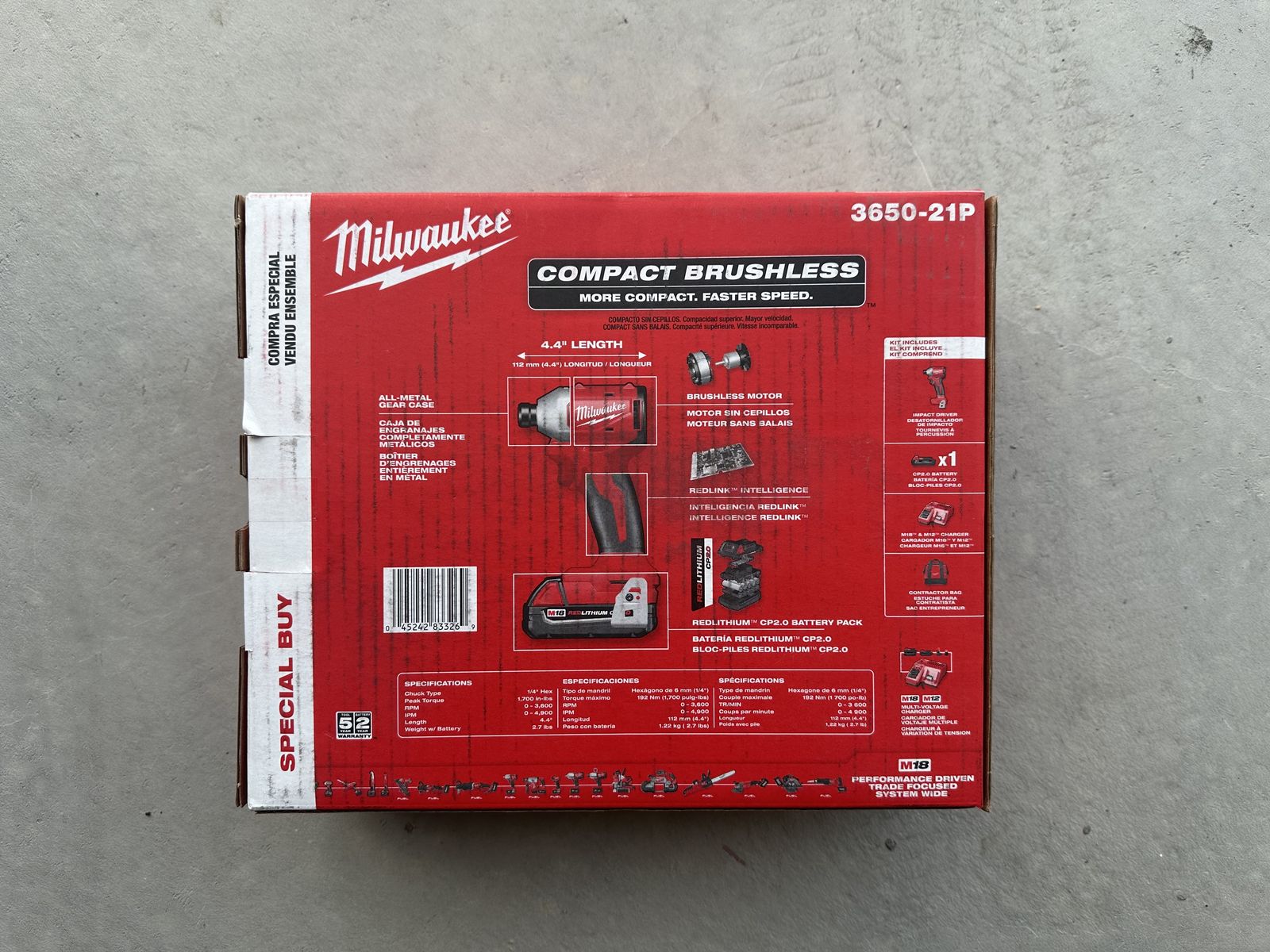 Milwaukee M18 1/4 Impact Kit W/battery And Charher