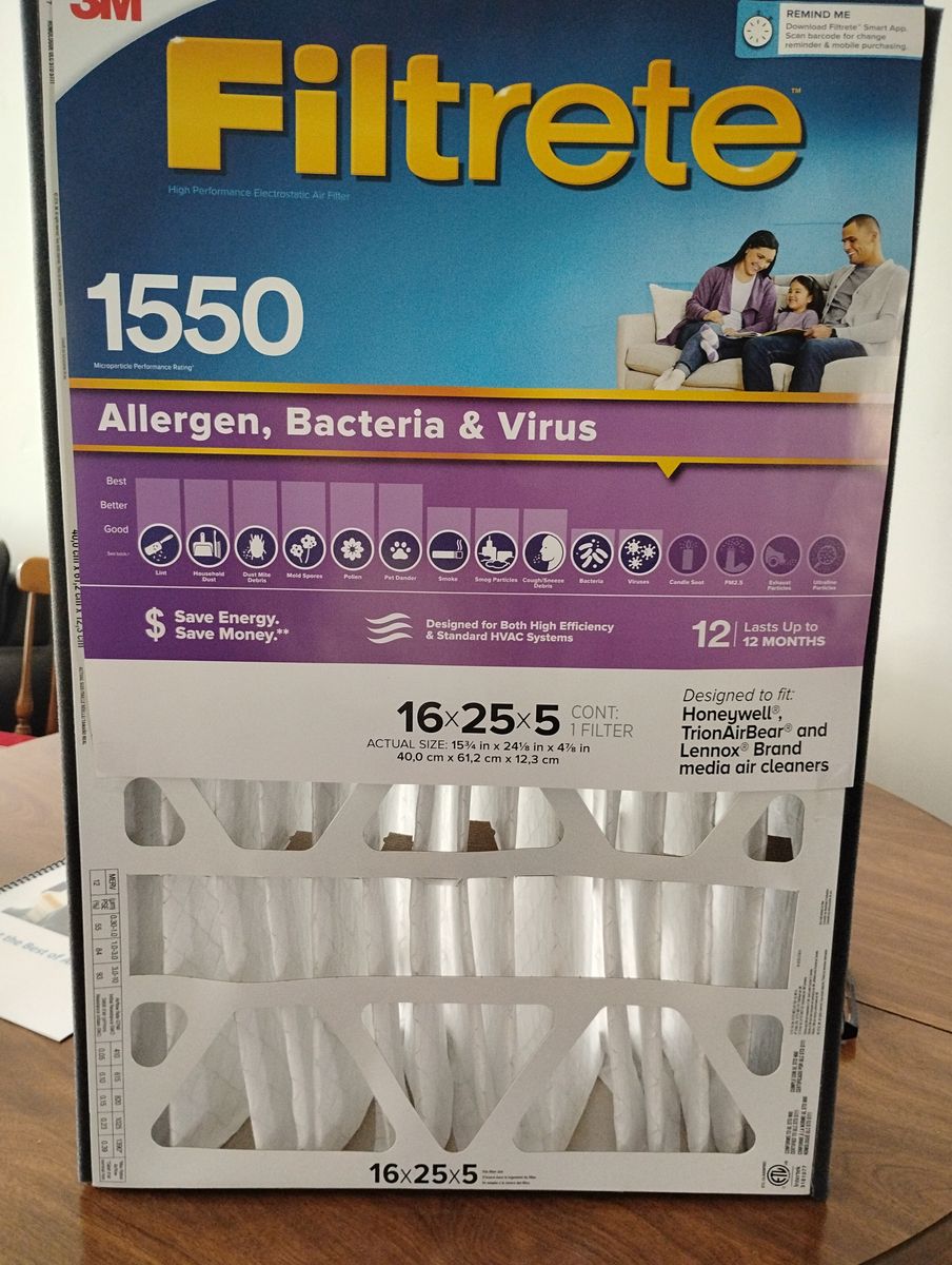 Filtrete  1550 Furnace Filter  16 x 25 x 5   Merv 12 Brand New