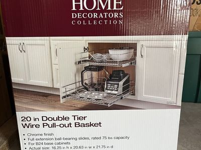 20in Double Tier Wire Pull-out Basket Chrome for B24 Base Cabinets -Home Decorators Collection