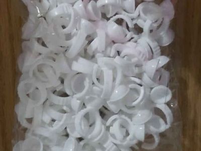 Adjustable Pigment Rings for Tattoo Ink, Nail Art, Lipstick, and Painting - 100 Pack White