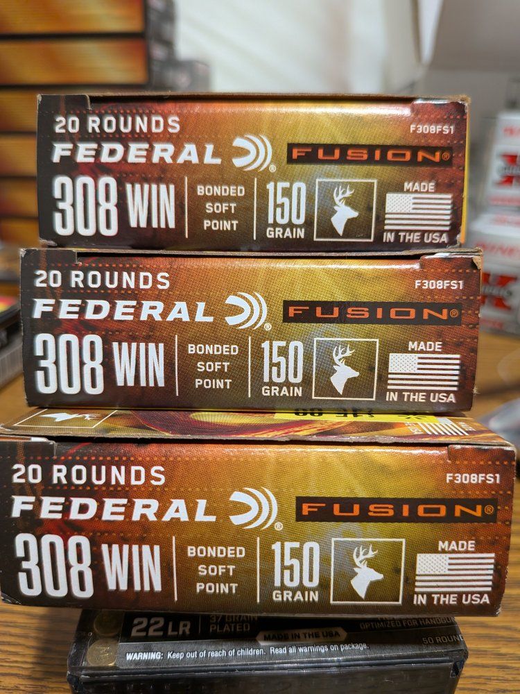 308 Federal Fusion Ammo 150 grain
