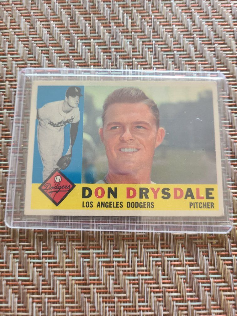 Don Drysdale 1960 Topps #475 Los Angeles Dodgers Pitcher Vintage Baseball Card