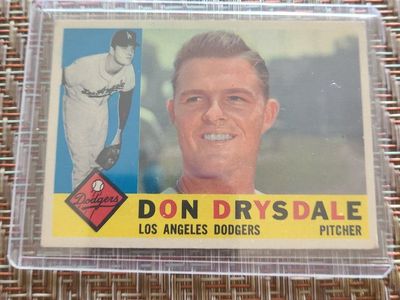 Don Drysdale 1960 Topps #475 Los Angeles Dodgers Pitcher Vintage Baseball Card