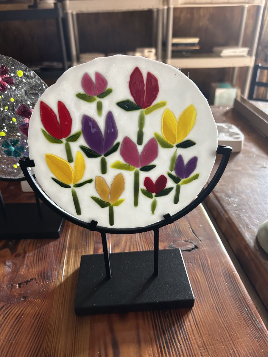 FUSED GLASS ART WITH STAND